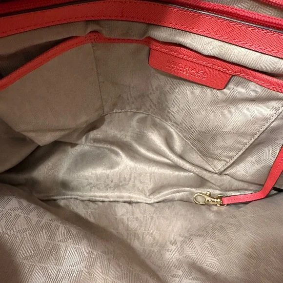 Michael Michael Kors Red Leather Tote with Black Accents - Picture 13 of 14